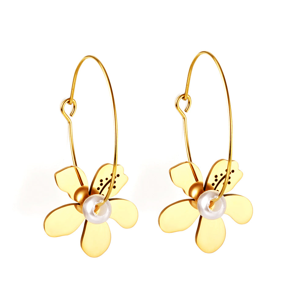 Wholesale Personalized Stainless Steel Peach Blossom Shape kids Earrings