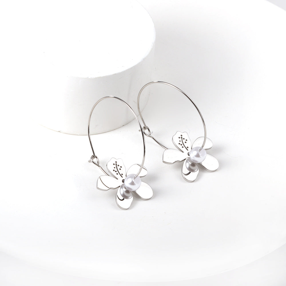 Wholesale Personalized Stainless Steel Peach Blossom Shape kids Earrings