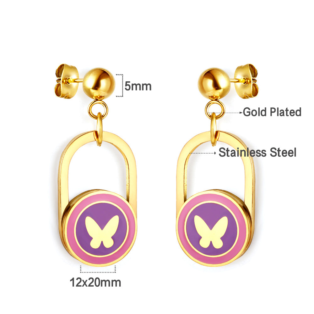 Stainless Steel Butterfly Stud Earrings girls jewelry Kids Earrings