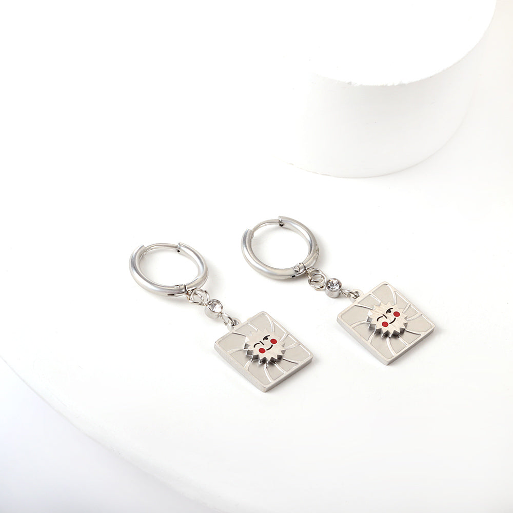 Stainless Steel Square Smiley Earrings girls jewelry