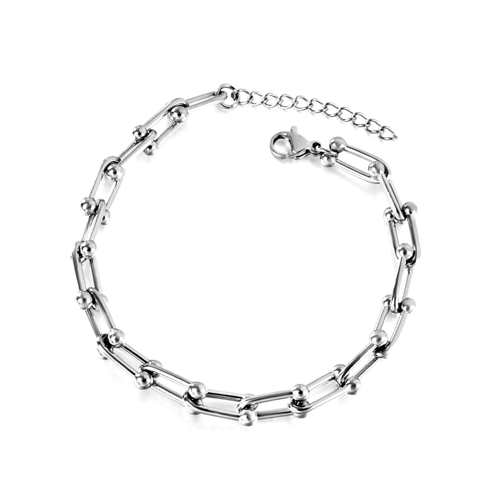 Wholesale Ason 5MM*18CM+3CM Chain Bracelets Stainless Steel for Men Women Party Gift Fashion Bangle Jewelry