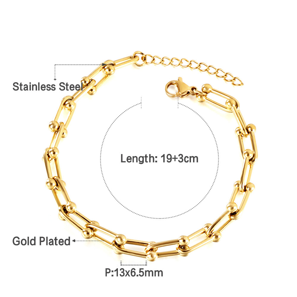 Wholesale Ason 5MM*18CM+3CM Chain Bracelets Stainless Steel for Men Women Party Gift Fashion Bangle Jewelry