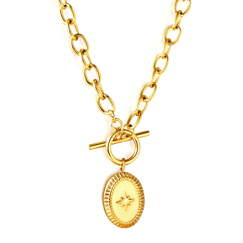 Wholesale Girls Kids Jewelry Stainless Steel Oval with Lucky Star Accessories Necklace