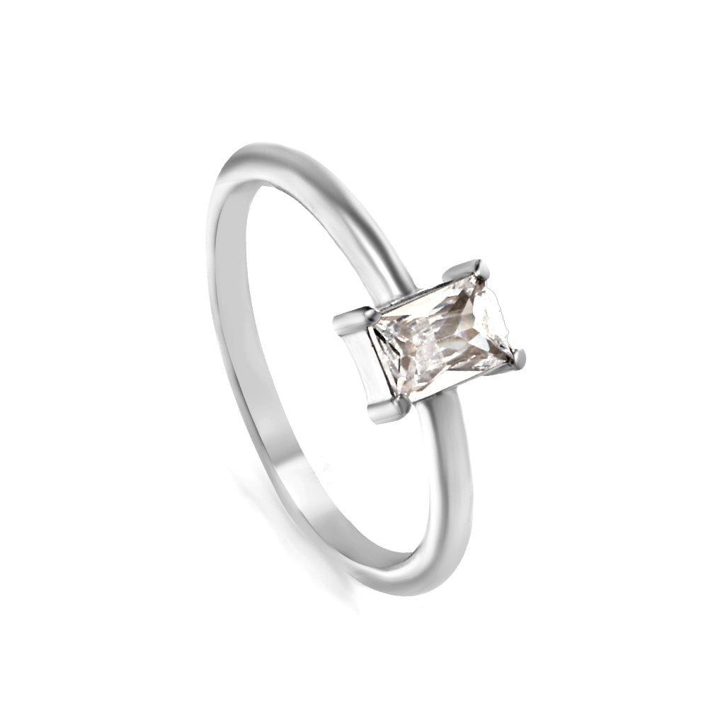 Stainless Steel Dark Green Bar Ring Vacuum Plated 18K Gold