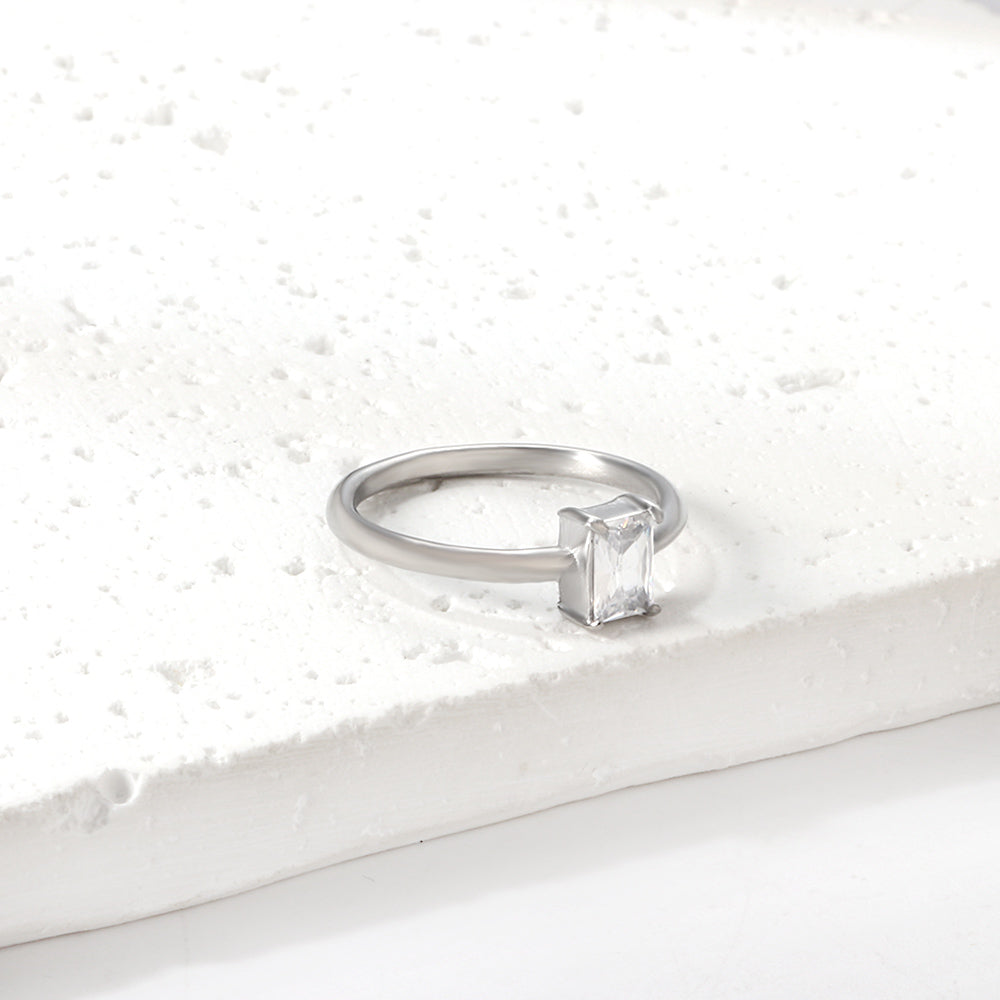 Stainless Steel Dark Green Bar Ring Vacuum Plated 18K Gold