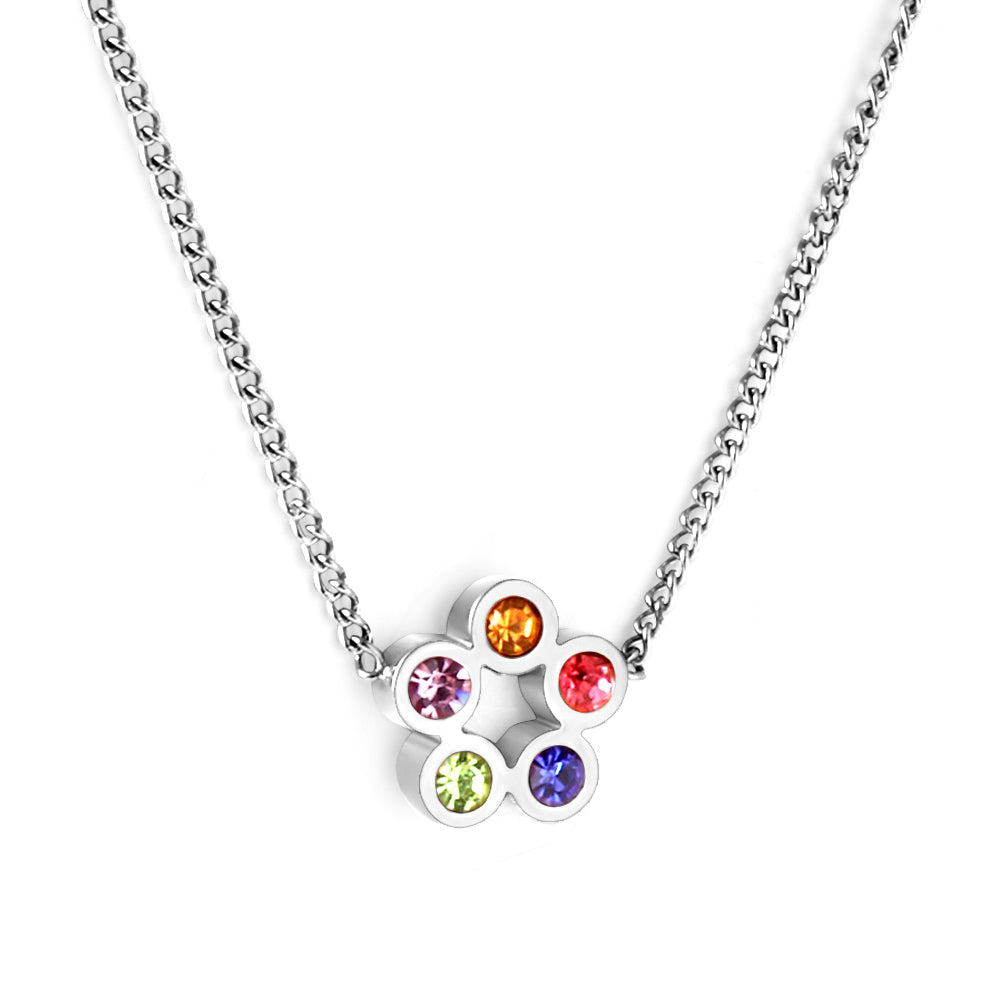 Girls Kids Jewelry Stainless Steel Six Mélange Diamonds Accessory Necklace