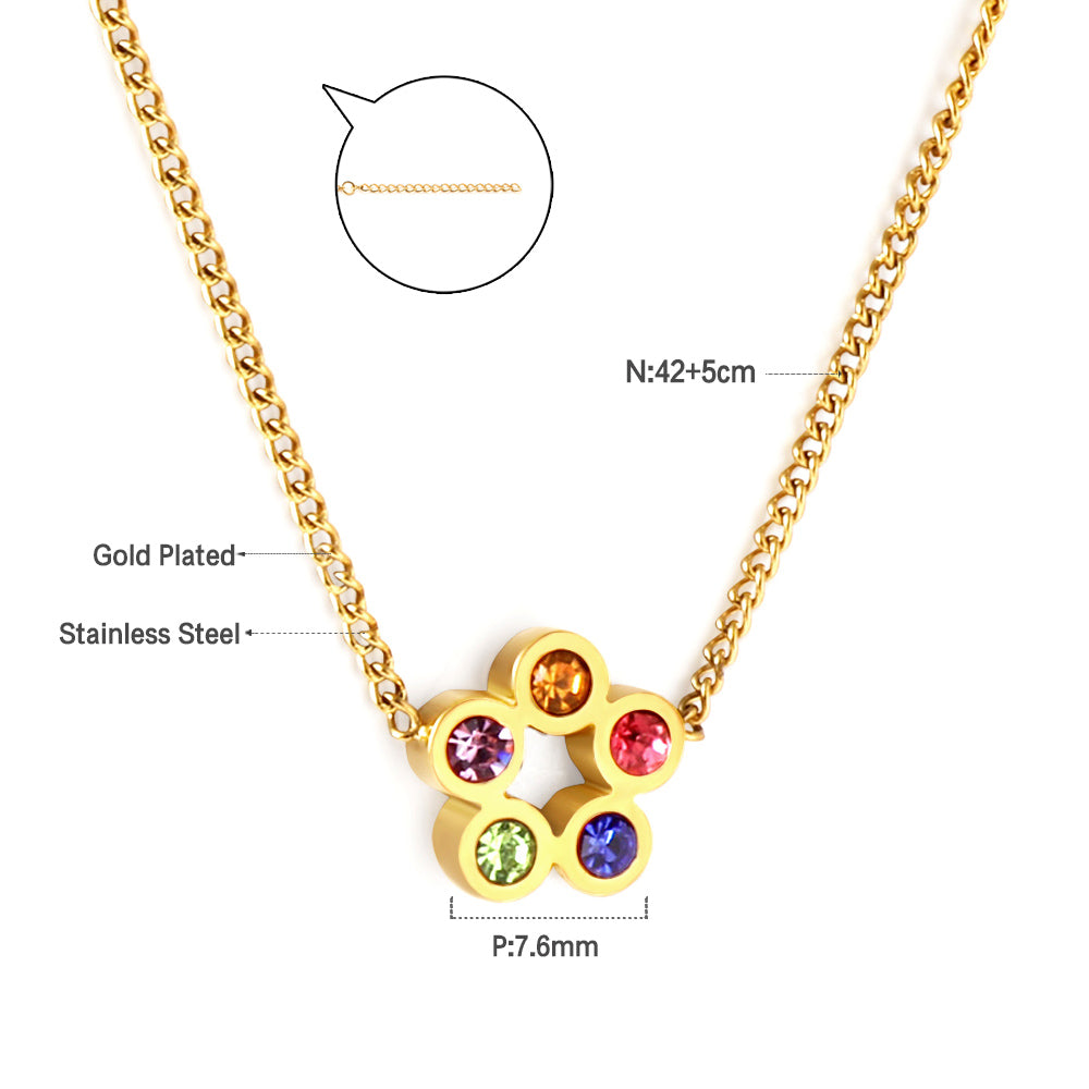 Girls Kids Jewelry Stainless Steel Six Mélange Diamonds Accessory Necklace