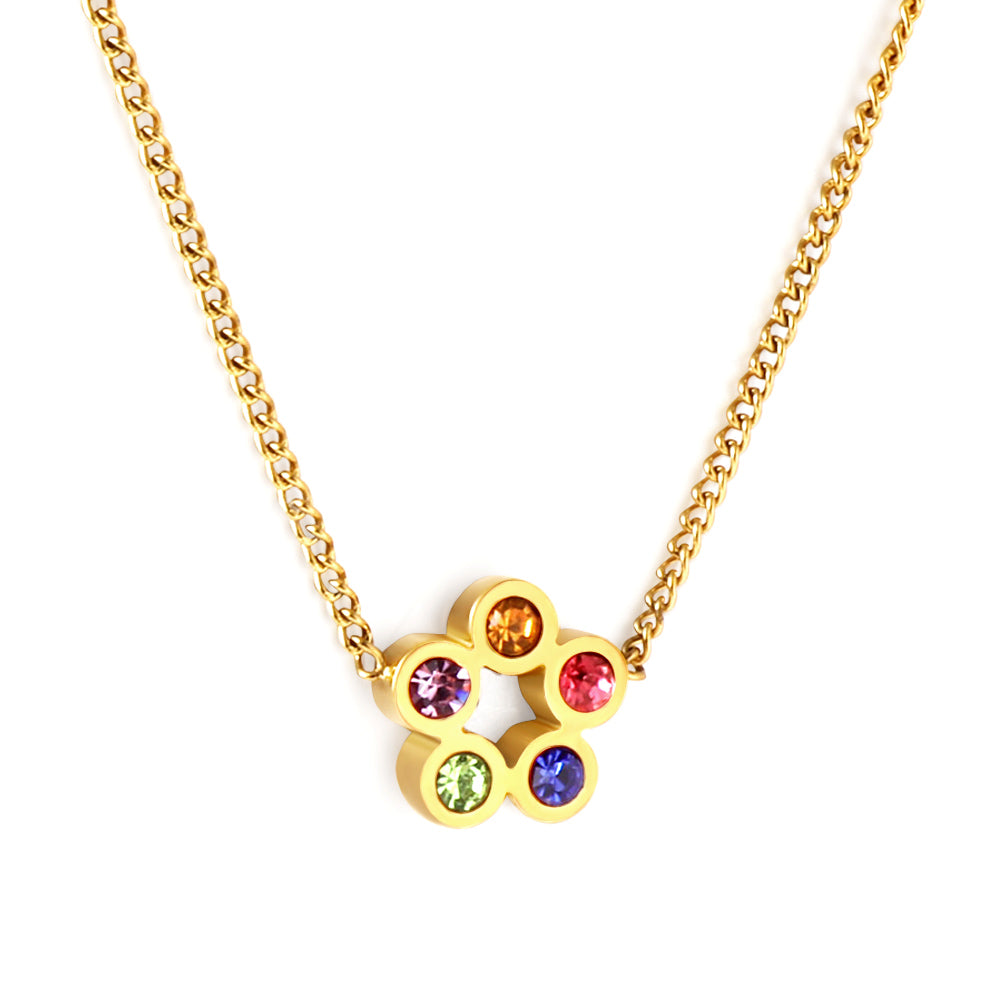 Girls Kids Jewelry Stainless Steel Six Mélange Diamonds Accessory Necklace