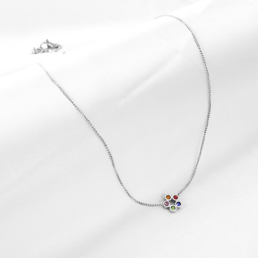 Girls Kids Jewelry Stainless Steel Six Mélange Diamonds Accessory Necklace