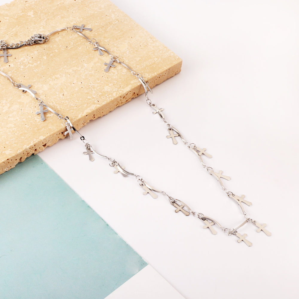 Girls Jewelry Stainless Steel 21 Cross Accessory Necklace