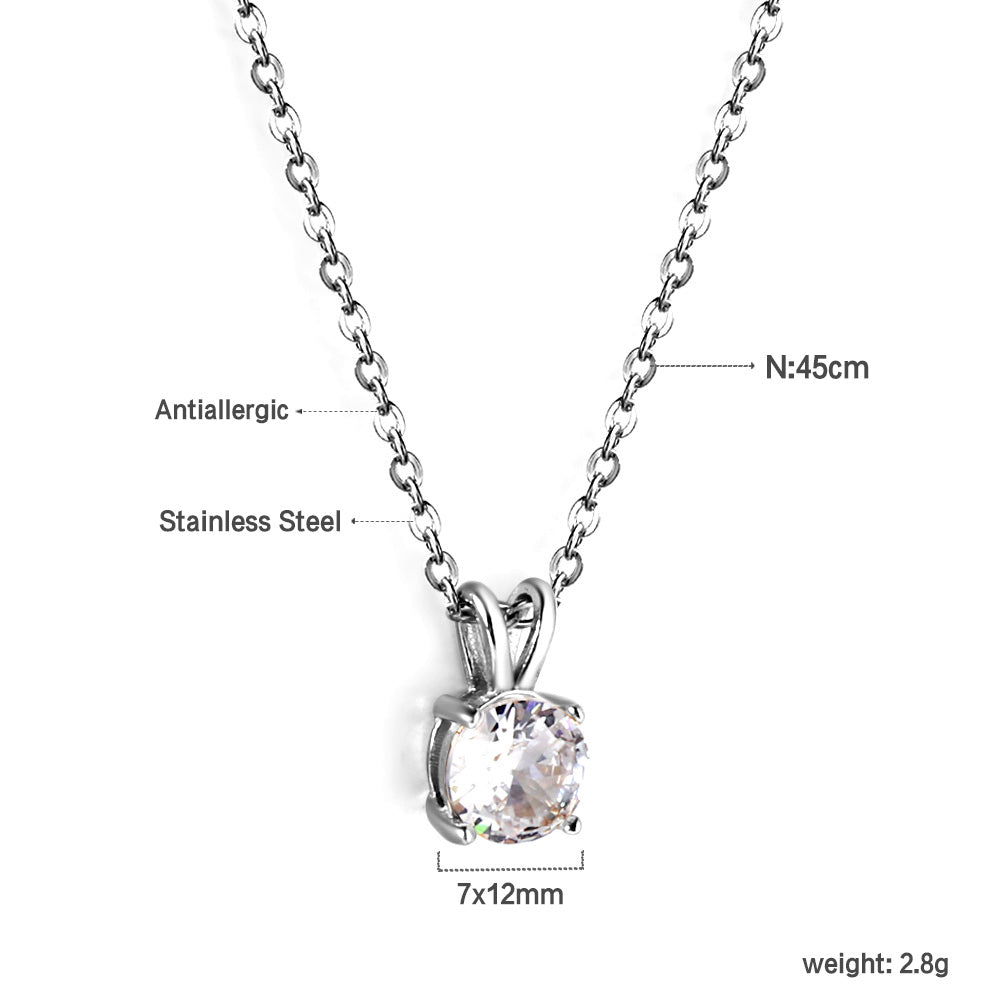 White & Red & Pink & Purple & Green Diamond Round Pendant Necklace 45cm