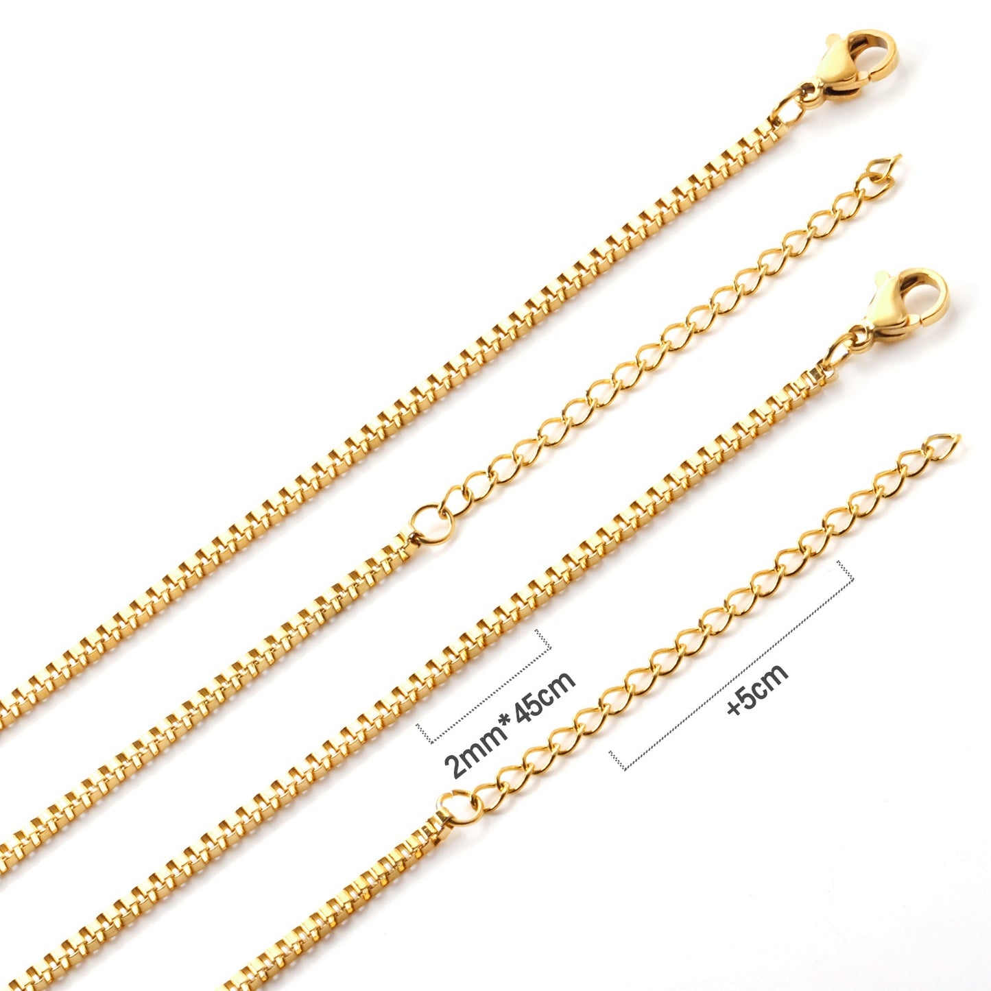 ASON 10pcs/bulk long necklace collar 2cm*45+5cm with chain Gold & steel color stainless steel necklace wholesale
