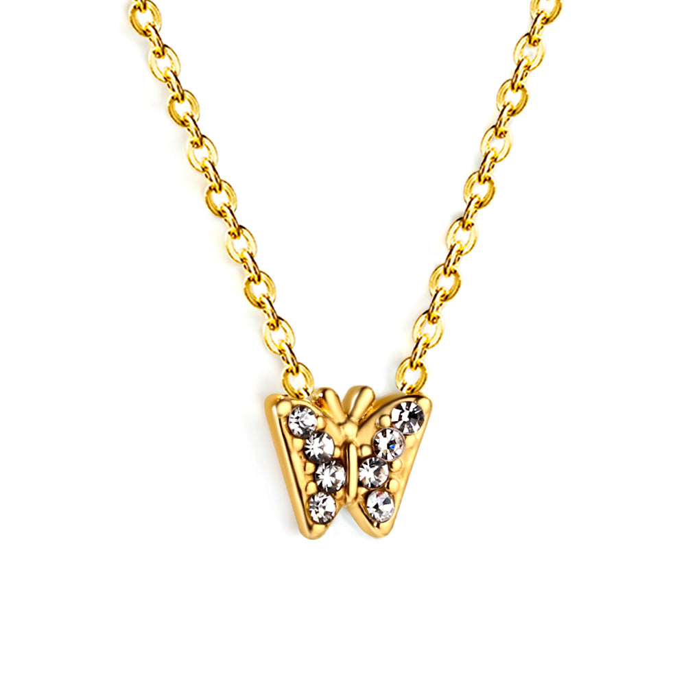 Butterfly Pendant with Diamond Necklace 43+5cm