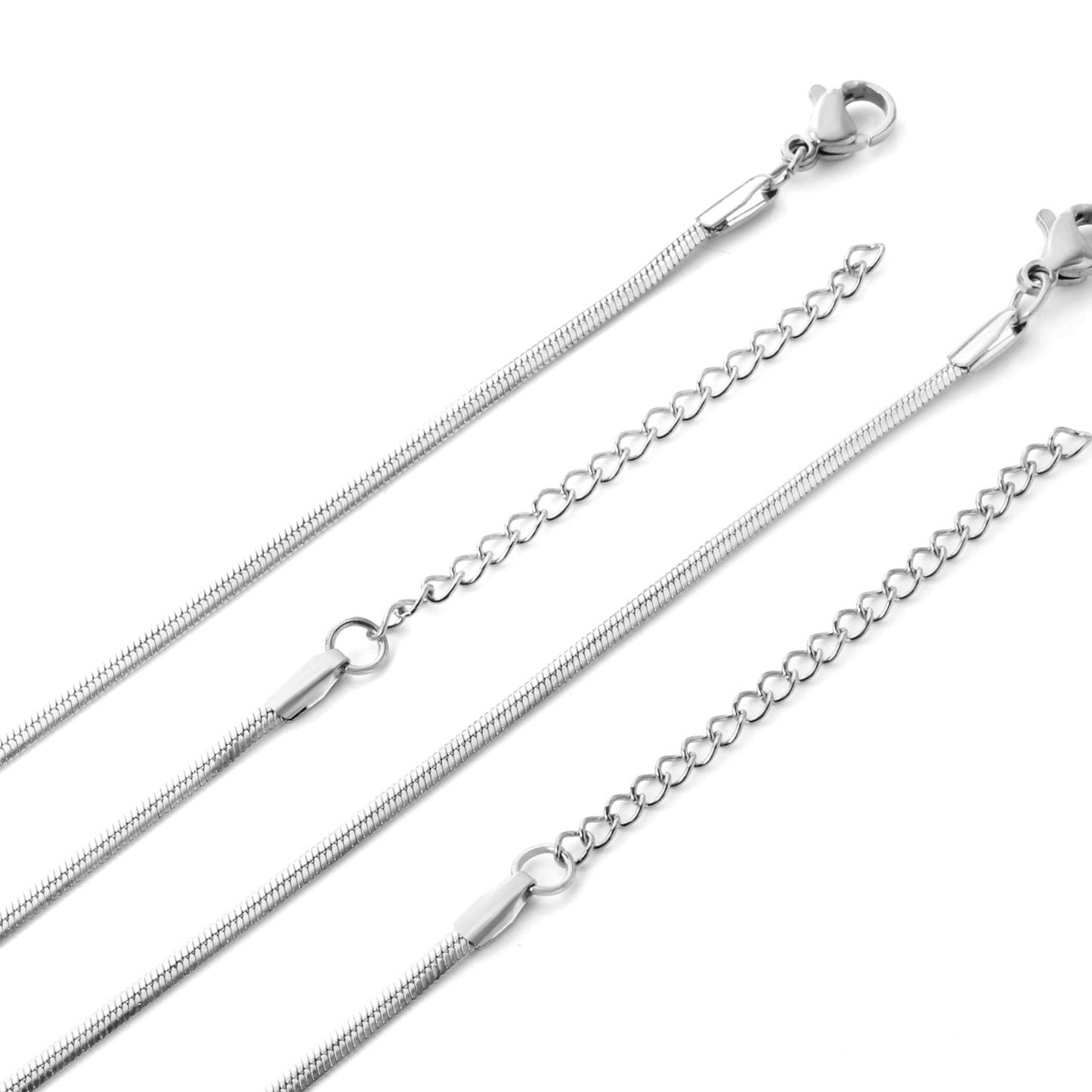 ASON 10pcs/Bulk Long Necklace Collar 2MM*45CM+5CM Matching Chain Gold & Steel Color Stainless Steel Necklace Wholesale