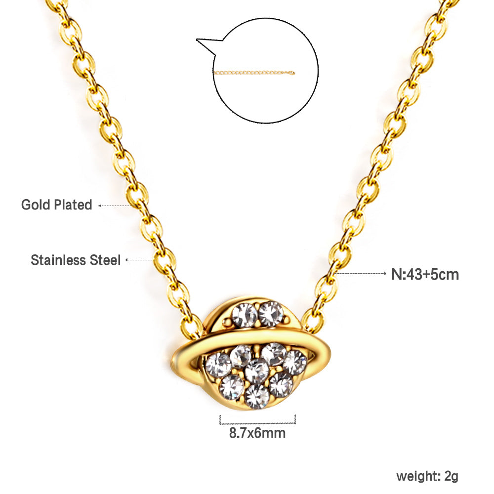 Planet + Orbit Pendant with Diamond Necklace 43+5cm