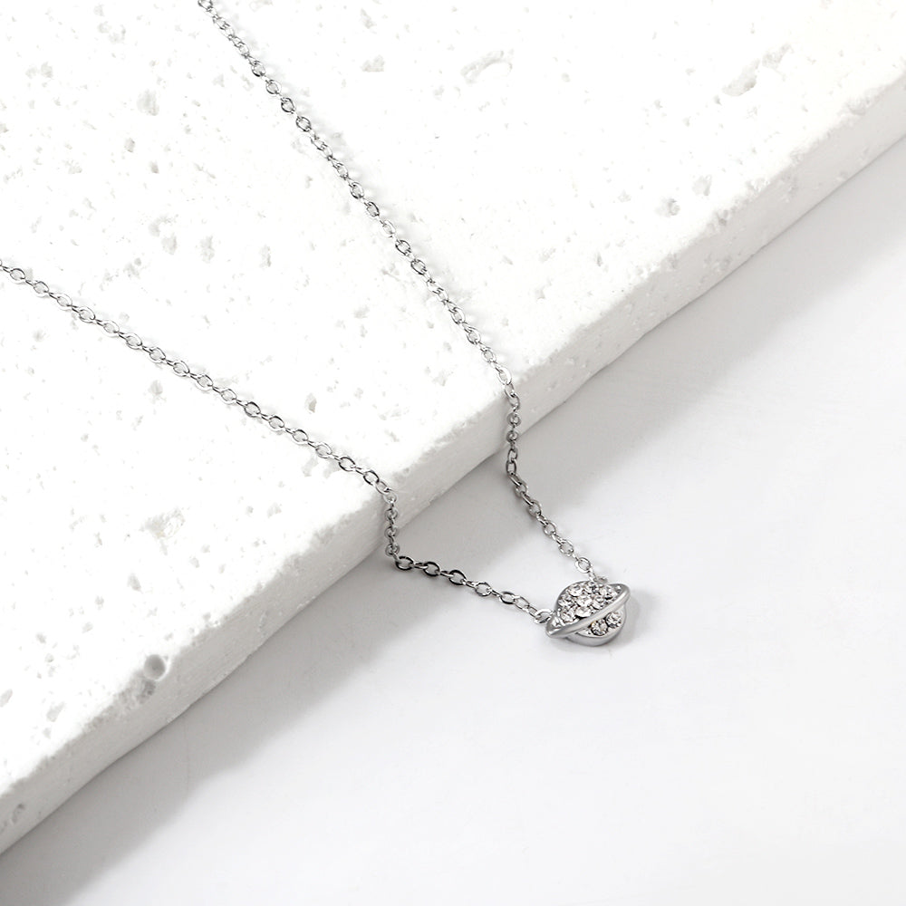 Planet + Orbit Pendant with Diamond Necklace 43+5cm