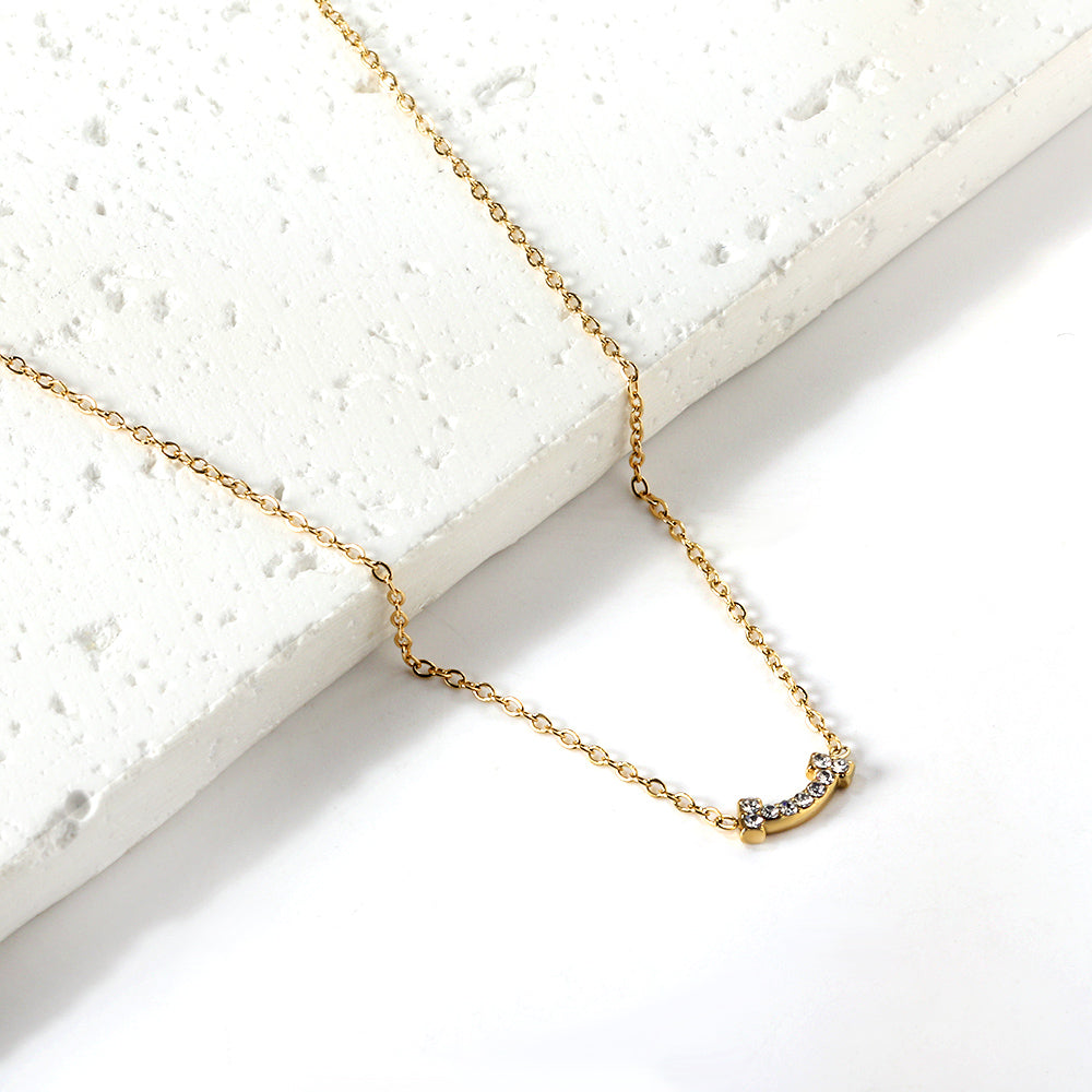 43+5cm 18K Gold Plated Necklace Stainless Steel Pendant Diamond Bone Necklace