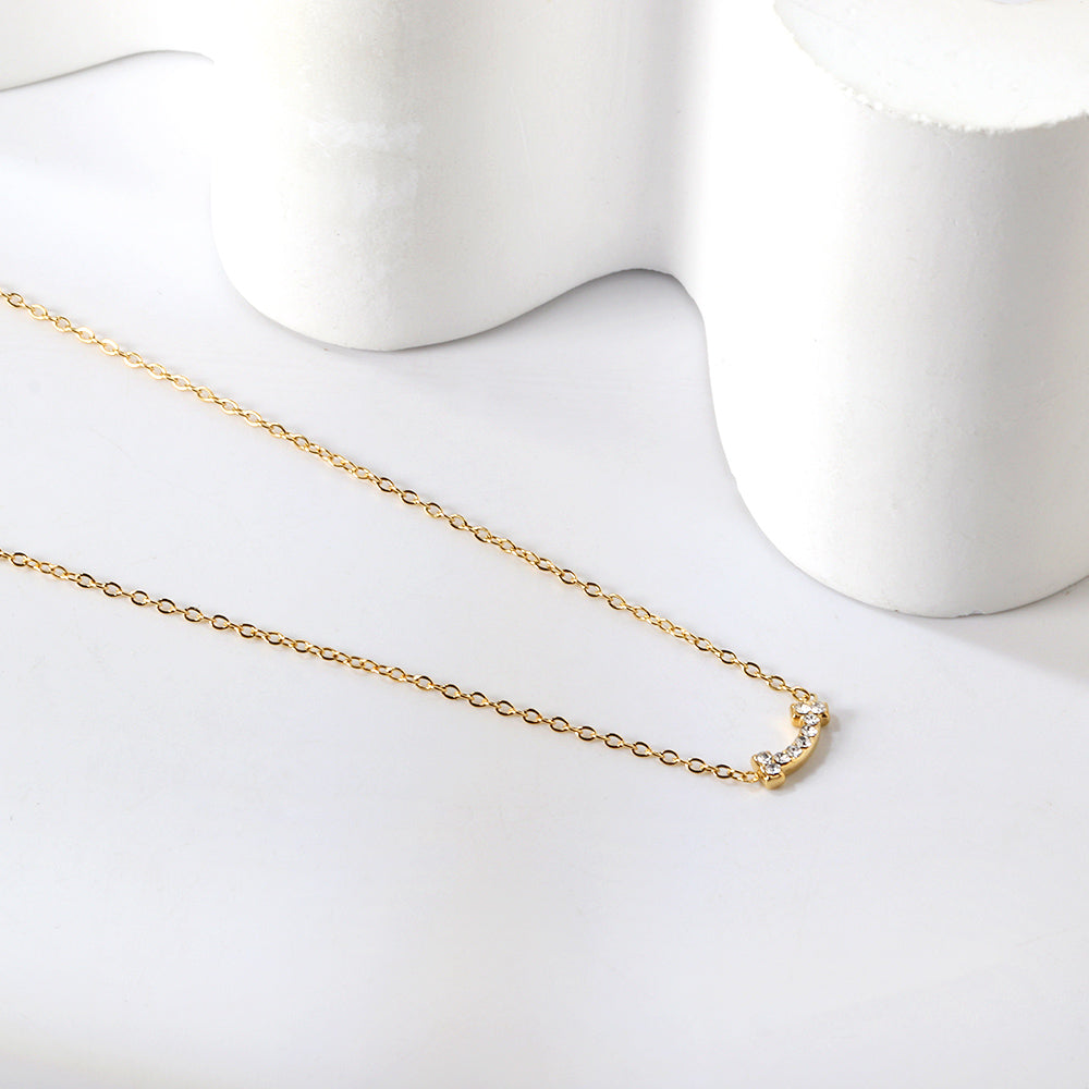 43+5cm 18K Gold Plated Necklace Stainless Steel Pendant Diamond Bone Necklace