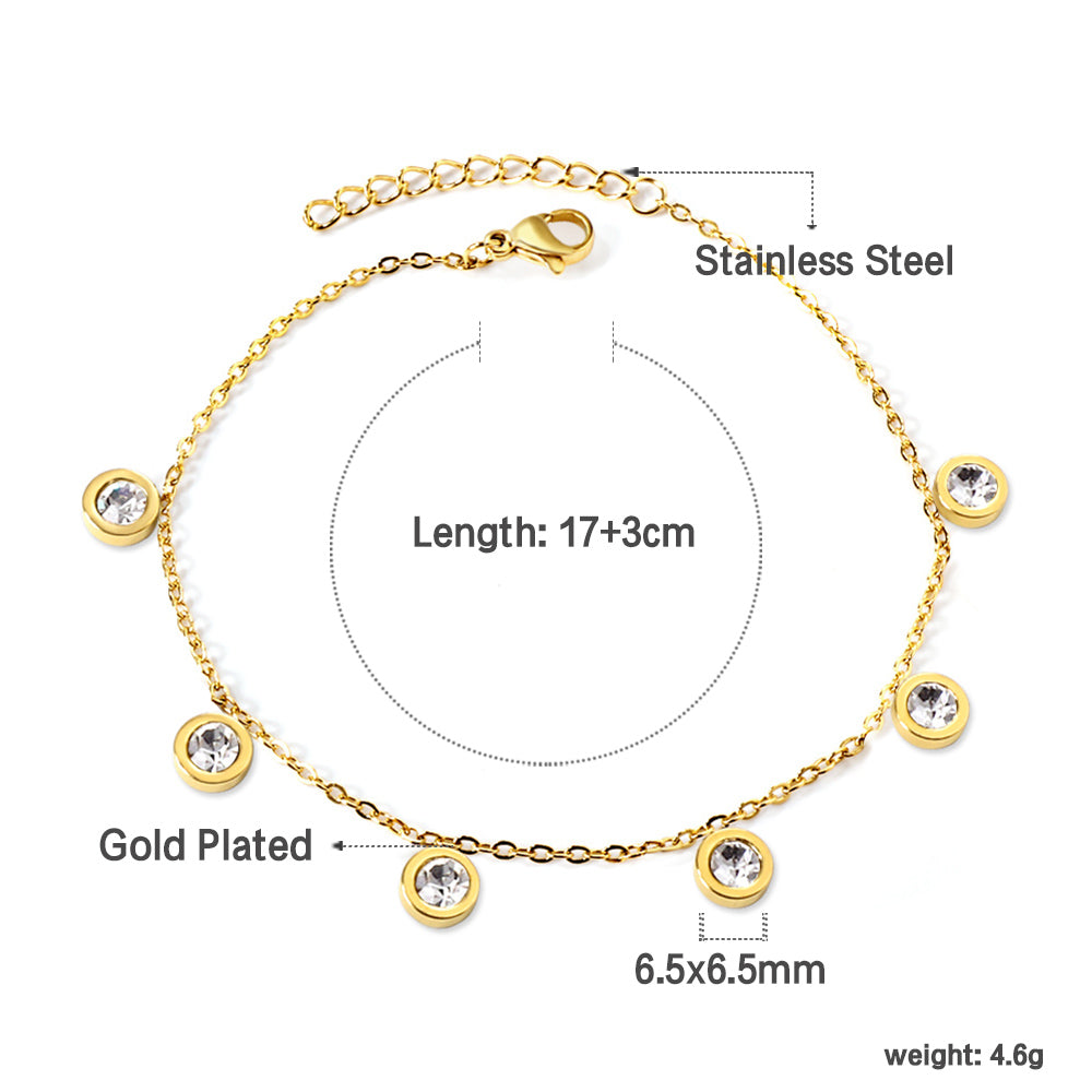 6 Cylindrical White Diamonds Bracelet 17+3cm