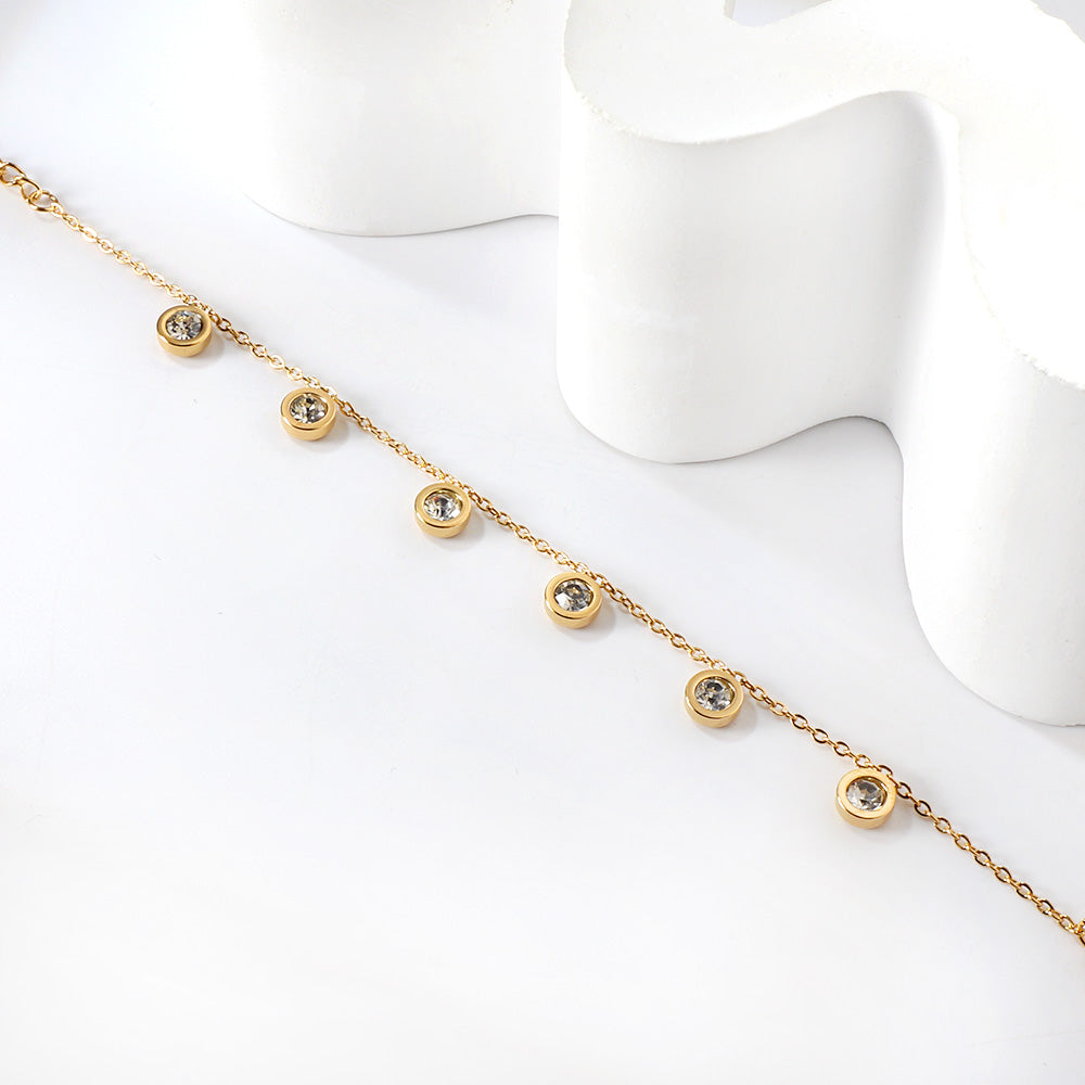 6 Cylindrical White Diamonds Bracelet 17+3cm