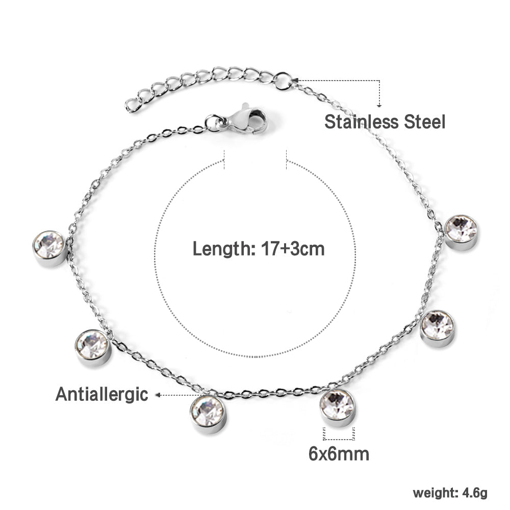 6 White Diamonds & Rose Diamonds Bracelet 17+3cm