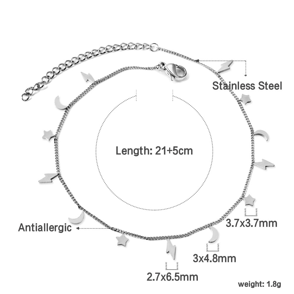 5 Lightning + 4 Stars + 4 Moons Accessories Anklet 21+5cm