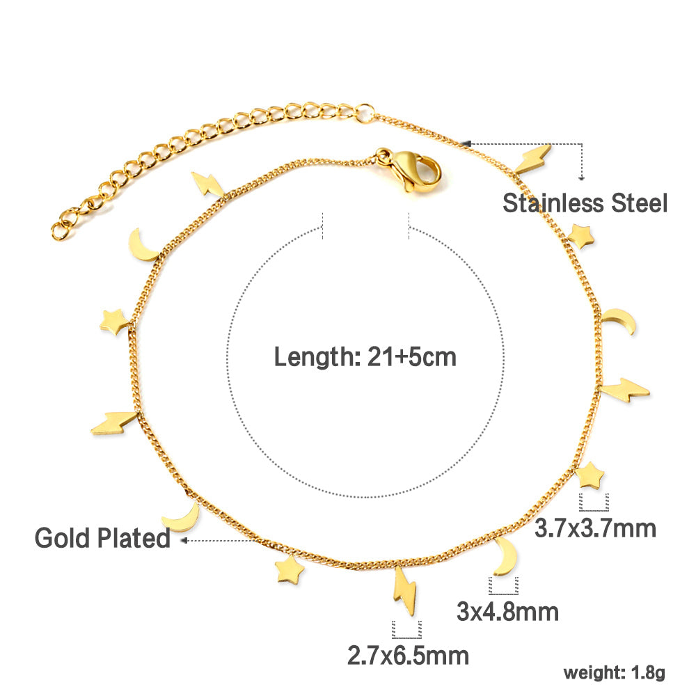 5 Lightning + 4 Stars + 4 Moons Accessories Anklet 21+5cm