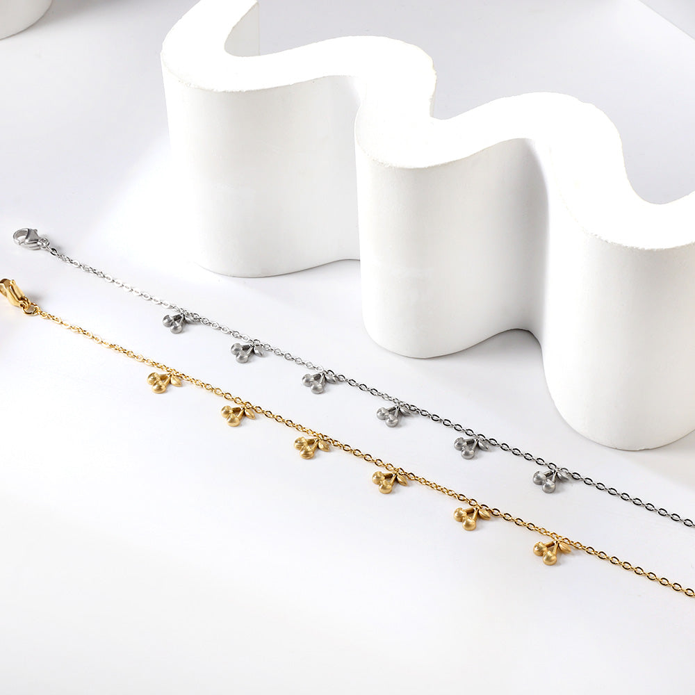 6 Cherry Accessory Anklets 20+5cm Steel Golden