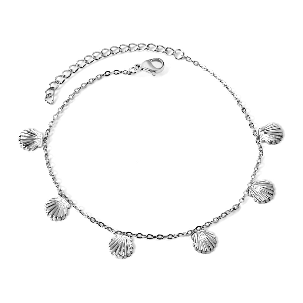 6 Shell Accessory Anklets 20+5cm Gold Steel