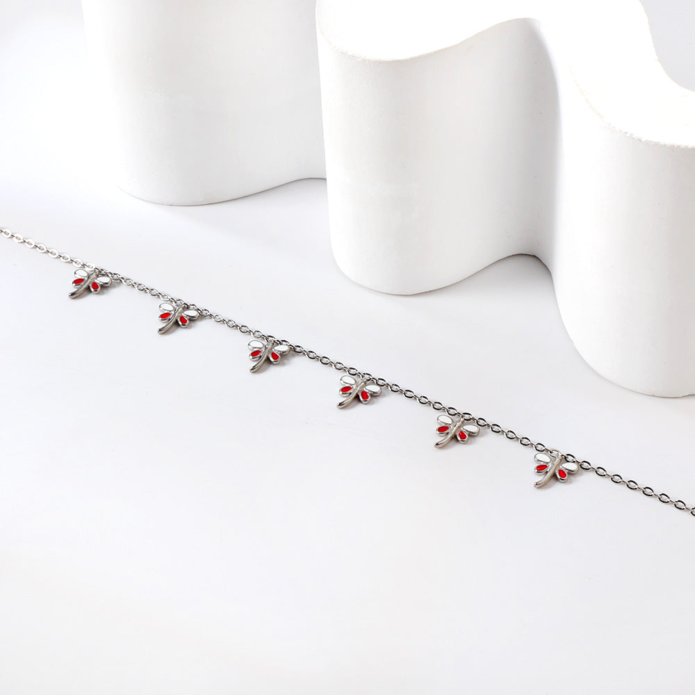 6 Mixed Color Dragonfly Accessories Anklet 20+5cm Gold Steel