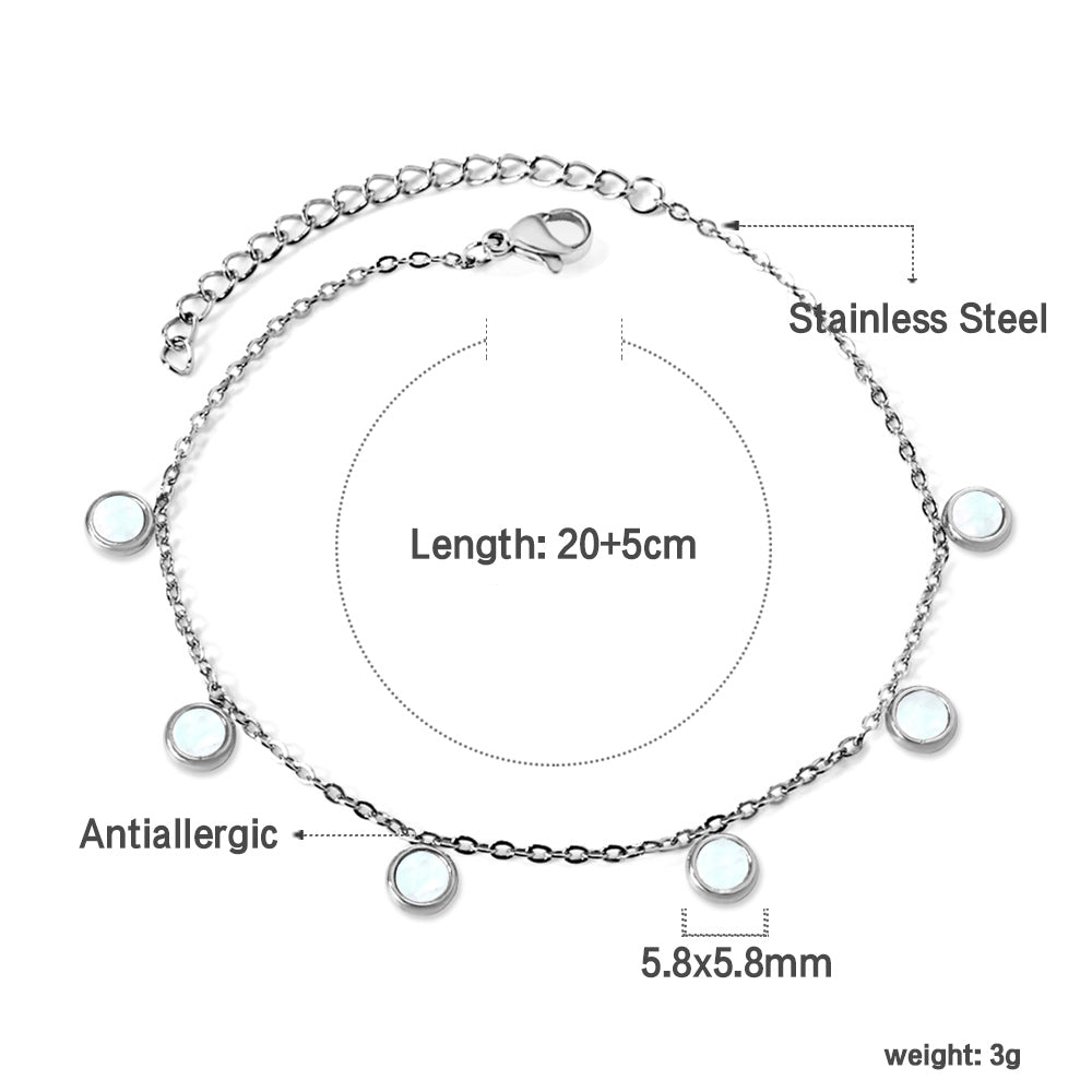 6 Round Cake White Shell Accessories Anklet 20+5cm