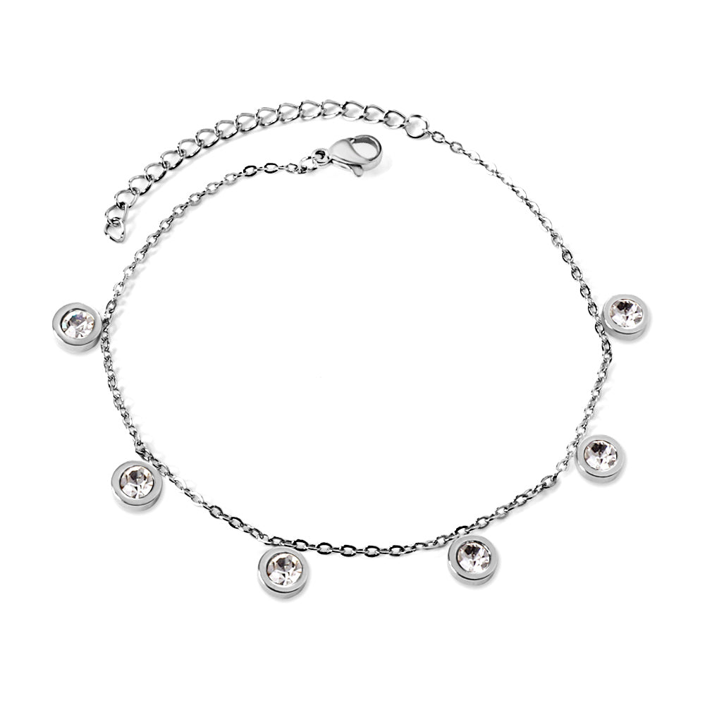 6 Cylinders with White Diamonds Accessories Anklet 20+5cm