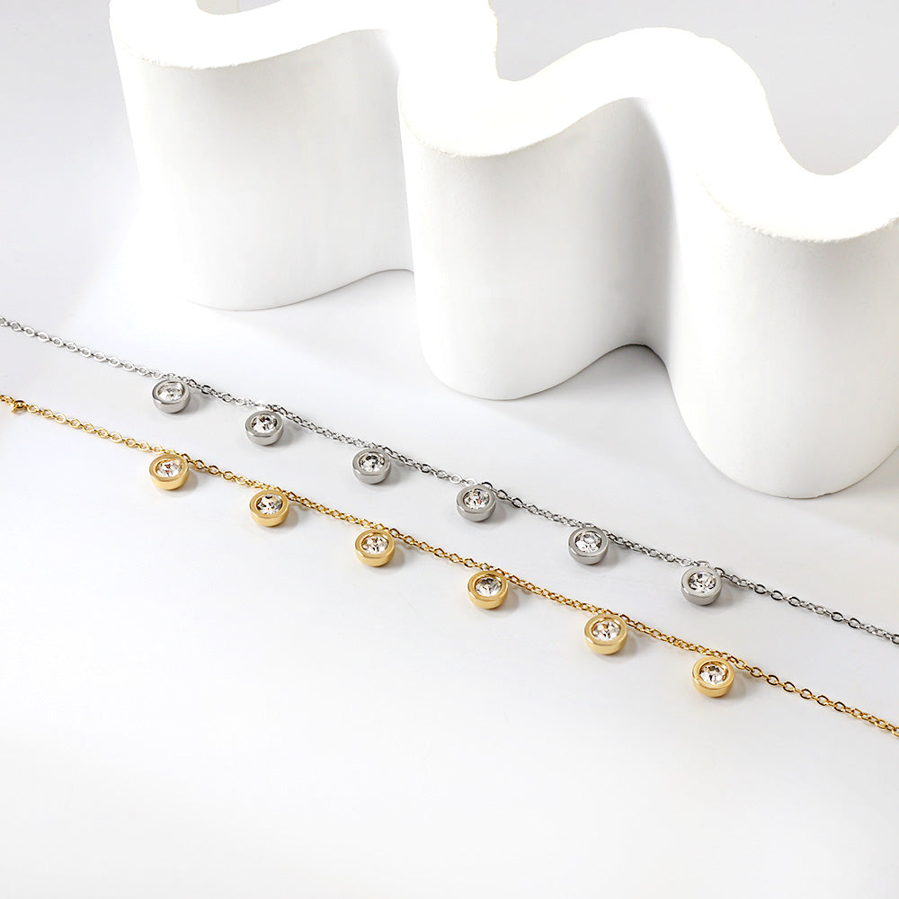 6 Cylinders with White Diamonds Accessories Anklet 20+5cm