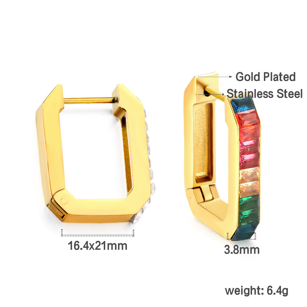 Rectangular ear buckle with diamond 3.8*16.4*21mm