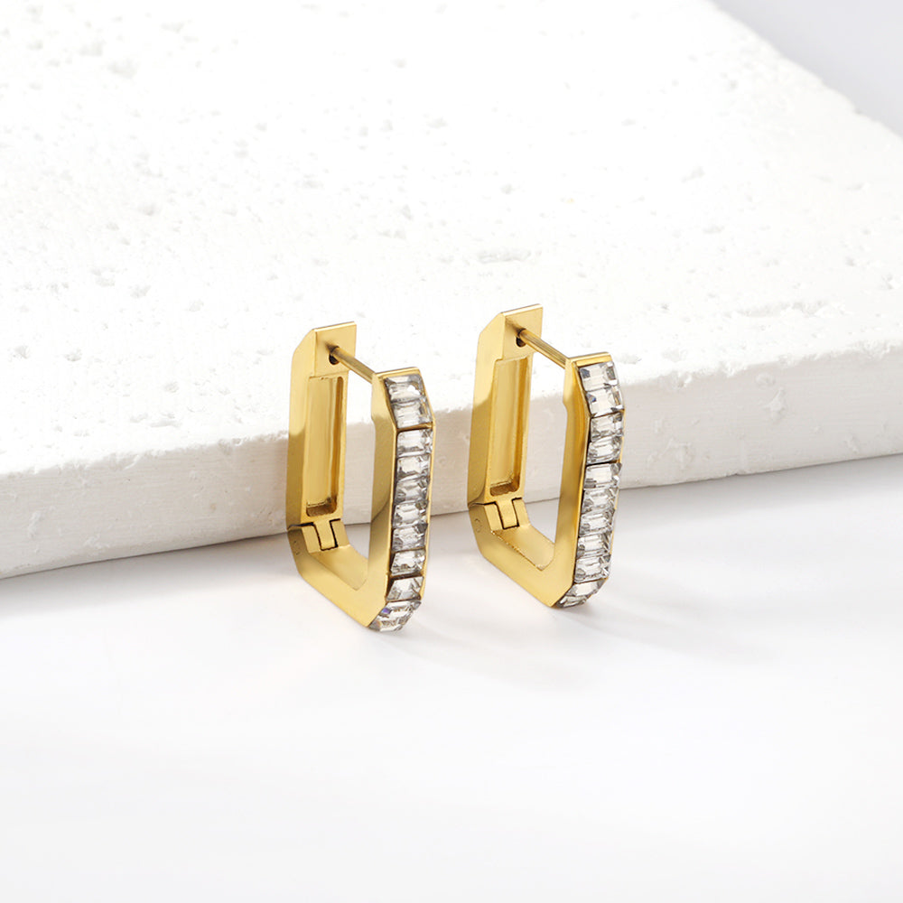 Rectangular ear buckle with diamond 3.8*16.4*21mm