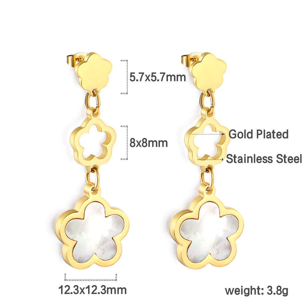 Peach Blossom + Hollow Peach Blossom + Peach Blossom Earrings with Shell Accessories