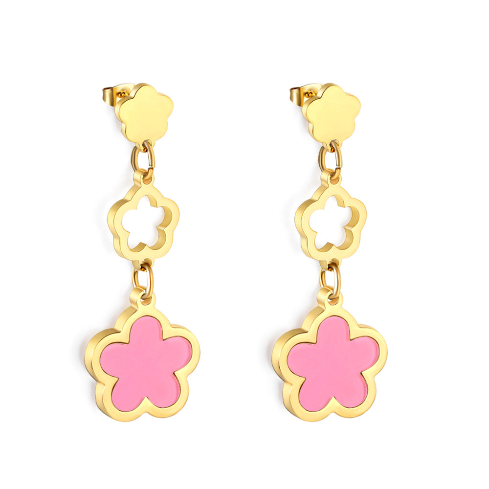 Peach Blossom + Hollow Peach Blossom + Peach Blossom Earrings with Shell Accessories