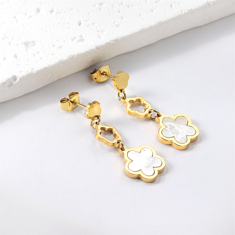 Peach Blossom + Hollow Peach Blossom + Peach Blossom Earrings with Shell Accessories