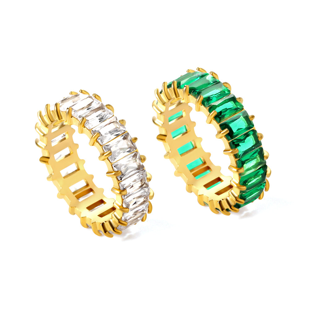 Wholesale Rectangular full diamond ring female fashion light luxury hundred trend exquisite niche design finger ring