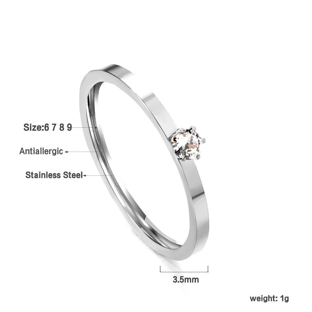 Simple plain ring with multi-color zirconia