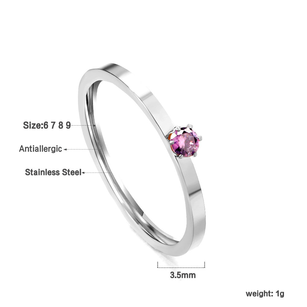 Simple plain ring with multi-color zirconia