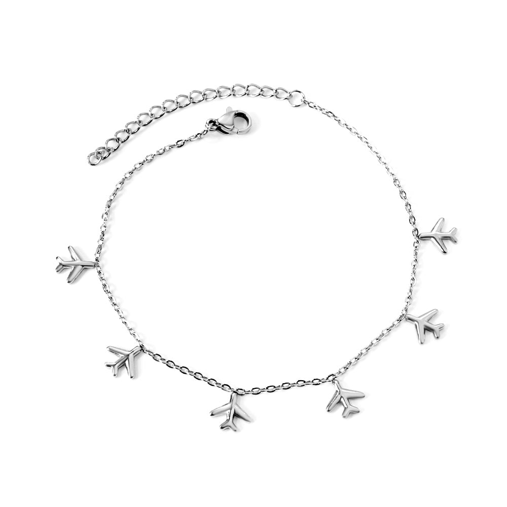 6 Airplane Accessory Anklets 20+5cm Steel Golden