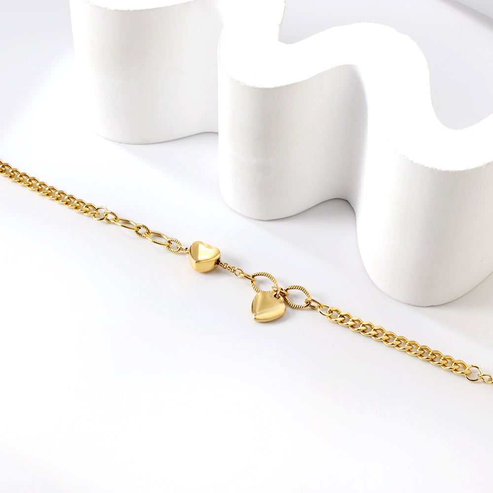 Double heart-shaped accessory bracelet 18+4cm gold