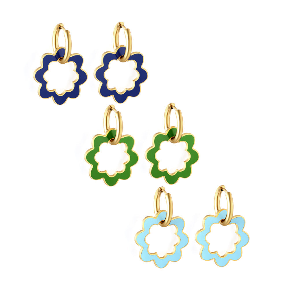 Stainless Steel Circle With Hollow Wreath Earrings For Women