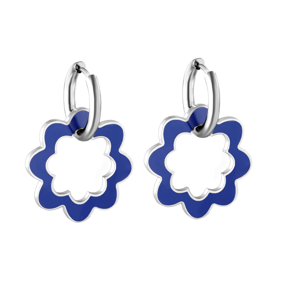 Stainless Steel Circle With Hollow Wreath Earrings For Women