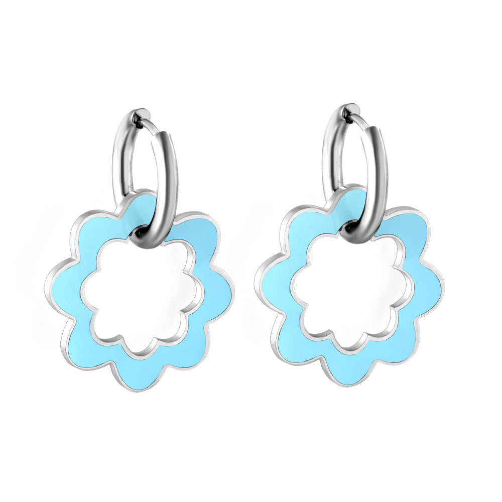 Stainless Steel Circle With Hollow Wreath Earrings For Women