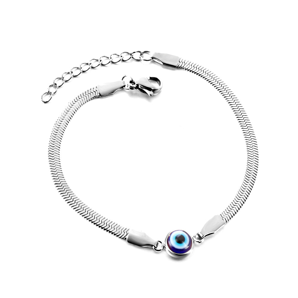 Stainless Steel Dark Blue Cat's Eye Stone Accessory Bracelet