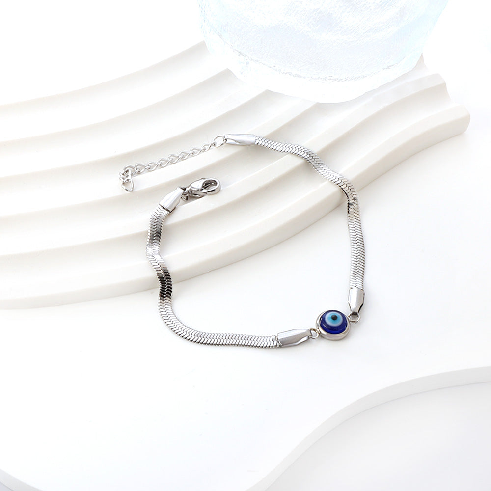 Stainless Steel Dark Blue Cat's Eye Stone Accessory Bracelet
