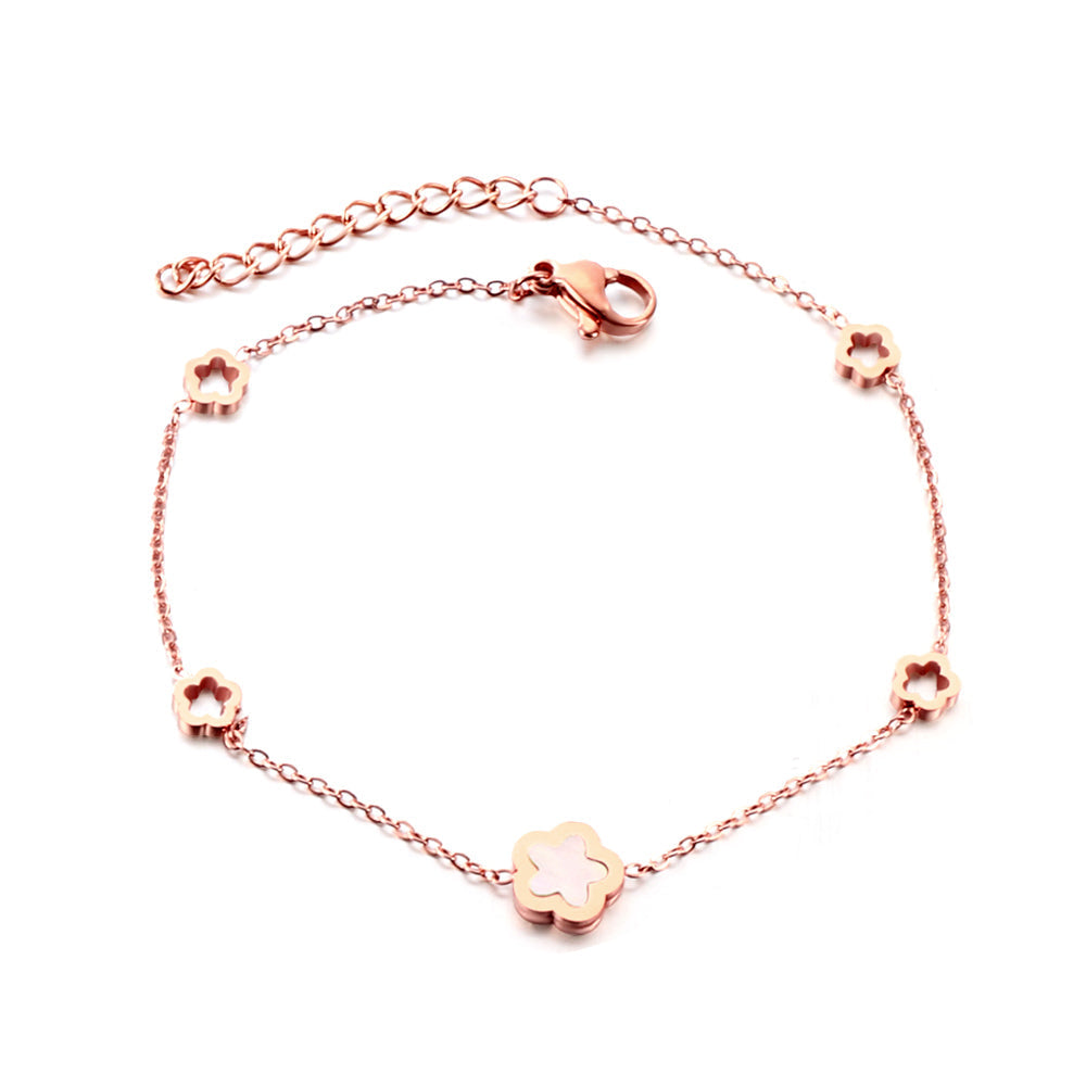 Wholesale New 4 Peach Blossoms Hollow+A White Shell Peach Blossom Accessories Bracelet