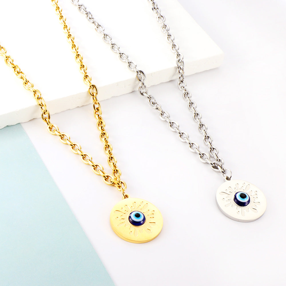 New Fashion Round Accessory With Dark Blue Cat's Eye Necklace